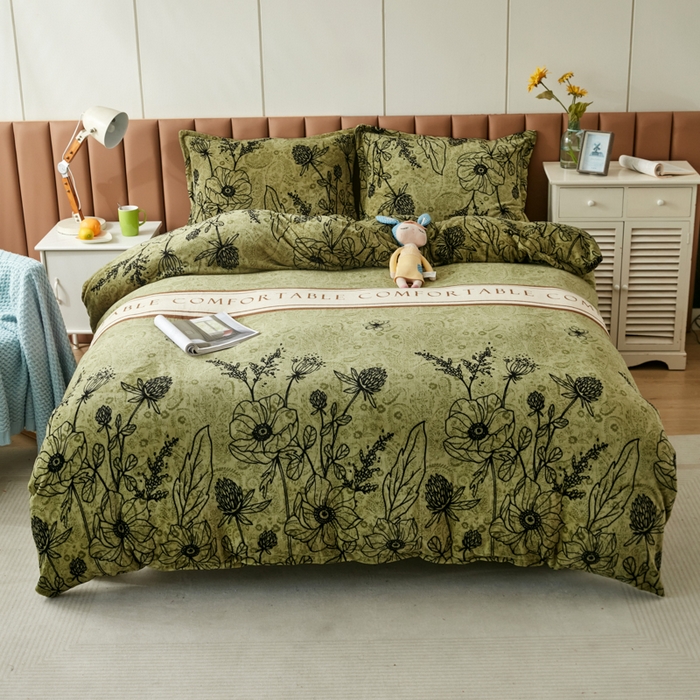 91家纺网 家纺一手货源 找家纺 乐居坊 2023新款高克重牛奶绒印花保暖四件套 卡诗兰顿