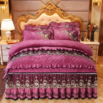 91家纺网 家纺一手货源 找家纺 （总）恋尚 2023新款天鹅绒夹棉加厚床裙四件套可脱卸-皇朝盛世四件套