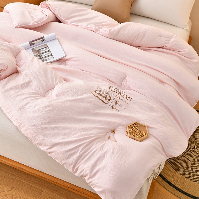 91家纺网 家纺一手货源 找家纺 梦初语 2023新款大豆纤维被子被芯夏季夏凉被全棉春秋冬被加厚空调被双人学生棉被 粉