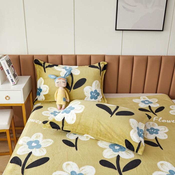 91家纺网 家纺一手货源 找家纺 乐居坊 2023新款高克重牛奶绒印花保暖四件套 幸运之花