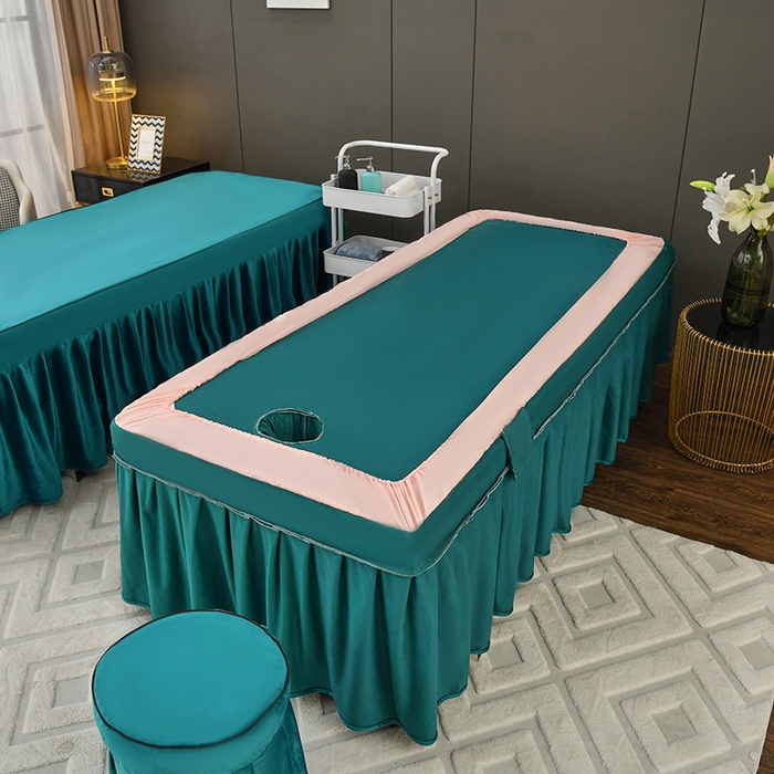 91家纺网 家纺一手货源 找家纺 不打烊家纺  (原春恩家纺) 2023新款水晶绒梦幻花语床罩四件套 梦幻花语-孔雀蓝