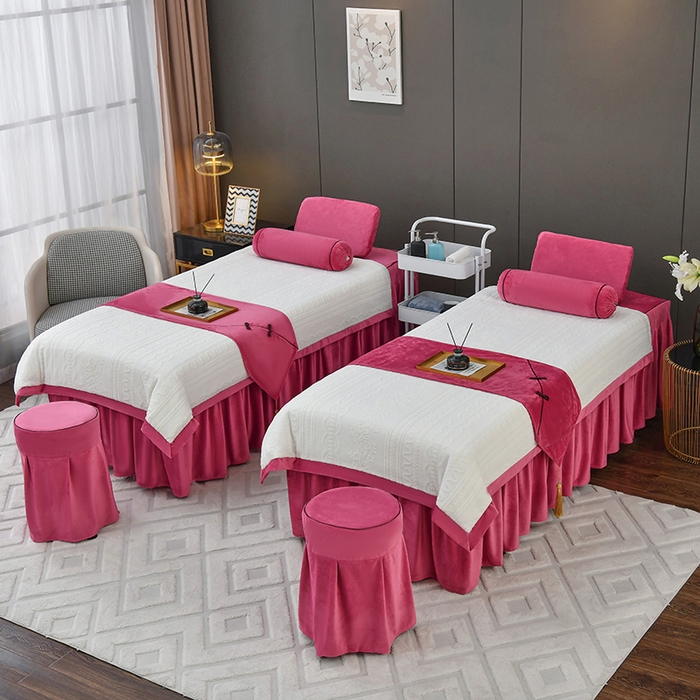 91家纺网 家纺一手货源 找家纺 不打烊家纺  (原春恩家纺) 2023新款水晶绒梦幻花语床罩四件套 梦幻花语-玫红色