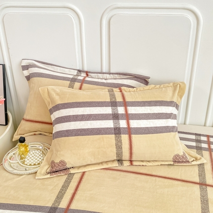 518家纺 2025新款A类款臻棉绒单品枕套 绅士卡其