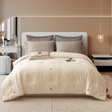 91家纺网 家纺一手货源 找家纺 （总）馨宜 2023新款A类木本提花剪花大豆婚庆被喜庆被芯冬被喜结良缘