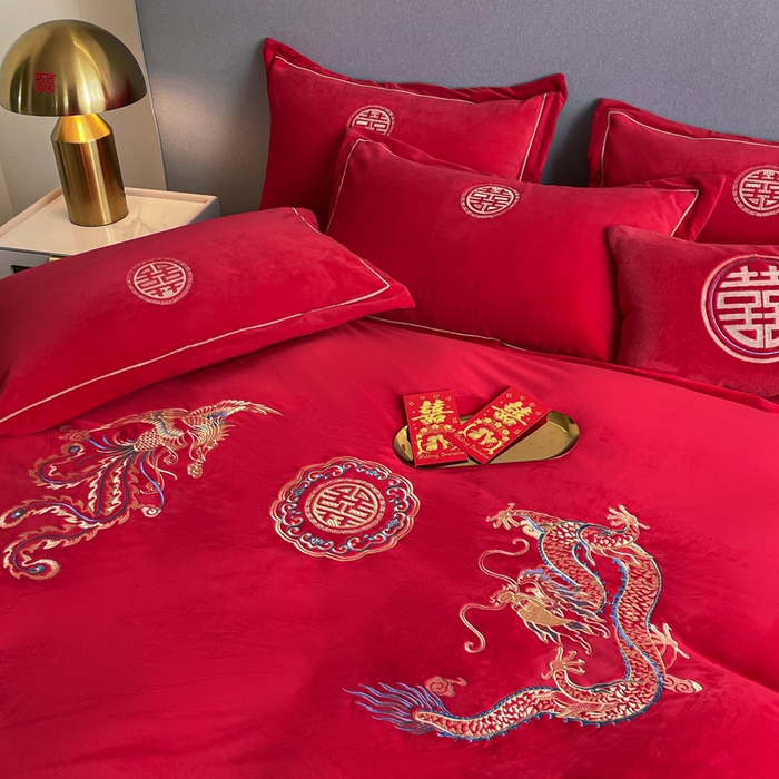 91家纺网 家纺一手货源 找家纺 （总）花愿 2025新款婚庆牛奶绒四件套拍法一