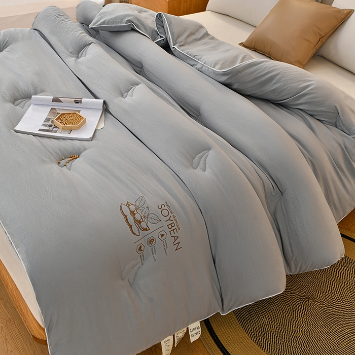 91家纺网 家纺一手货源 找家纺 梦初语 2023新款大豆纤维被子被芯夏季夏凉被全棉春秋冬被加厚空调被双人学生棉被 灰