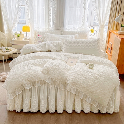 91家纺网 家纺一手货源 找家纺 （总）好儿喜 2023新款A类柔棉夹棉床裙四件套-心愿系列