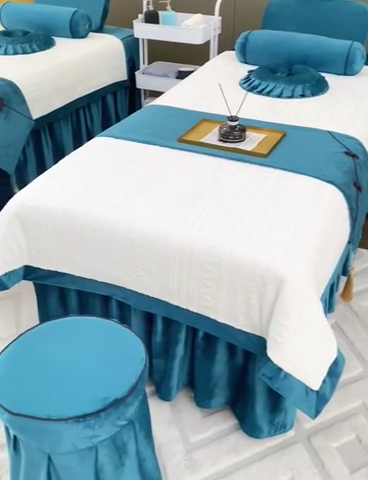 91家纺网 家纺一手货源 找家纺 不打烊家纺  (原春恩家纺) 2023新款水晶绒梦幻花语床罩四件套 梦幻花语-孔雀蓝