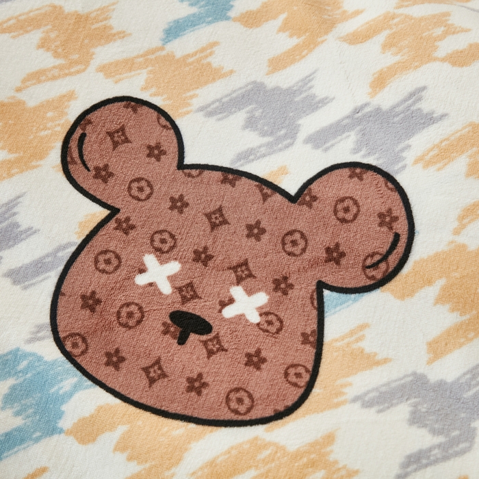 91家纺网 家纺一手货源 找家纺 乐居坊 2023新款高克重牛奶绒印花保暖四件套 潮流熊-可可