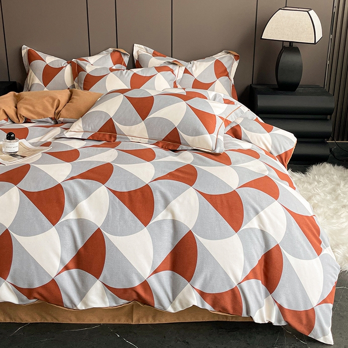 91家纺网 家纺一手货源 找家纺 乐视 2024新款全棉喷气磨毛四件套 巴克曼-橙