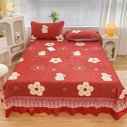 91家纺网 家纺一手货源 找家纺 （总）同田家纺 2023新款牛奶绒韩系花边床盖系列