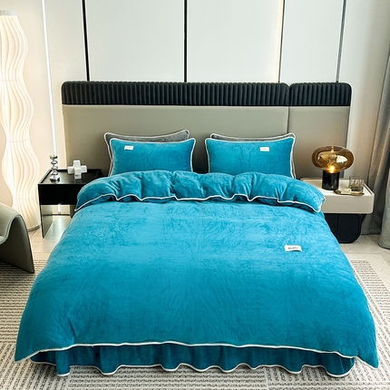 91家纺网 家纺一手货源 找家纺 （总）欧喜璐 2023新款高克重牛奶绒四件套法莱绒金貂绒8.5斤加厚保暖-纯色款