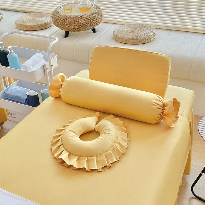 91家纺网 家纺一手货源 找家纺 不打烊家纺  2023新款欧洲尼莫兰迪床罩四件套 杏黄色