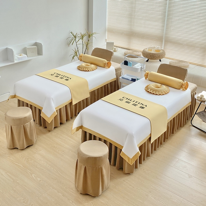 91家纺网 家纺一手货源 找家纺 不打烊家纺 2023新款欧洲尼金玉满堂床罩四件套 驼色