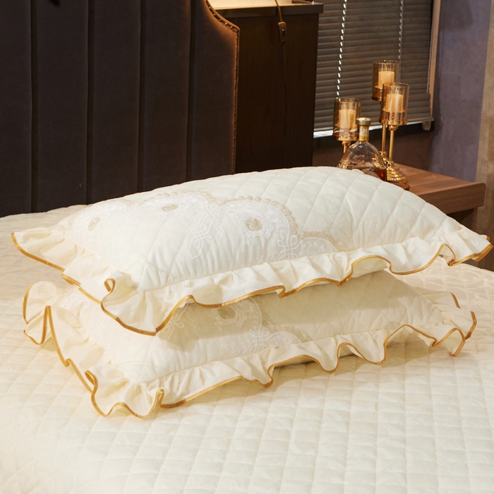 91家纺网 家纺一手货源 找家纺 恋尚 2023新款天鹅绒可脱卸夹棉床裙 床盖四件套 床裙 米黄