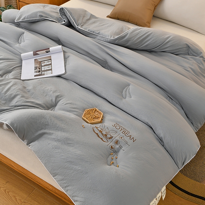 91家纺网 家纺一手货源 找家纺 梦初语 2023新款大豆纤维被子被芯夏季夏凉被全棉春秋冬被加厚空调被双人学生棉被 灰