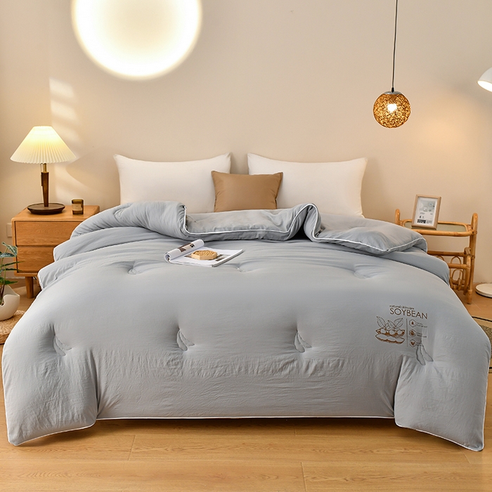 91家纺网 家纺一手货源 找家纺 梦初语 2023新款大豆纤维被子被芯夏季夏凉被全棉春秋冬被加厚空调被双人学生棉被 灰