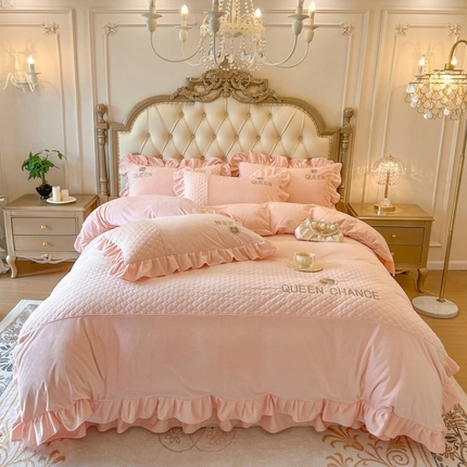 91家纺网 家纺一手货源 找家纺 （总）乐朵 2025秋冬  可可里 婴儿绒 床单款夹棉床盖四件套