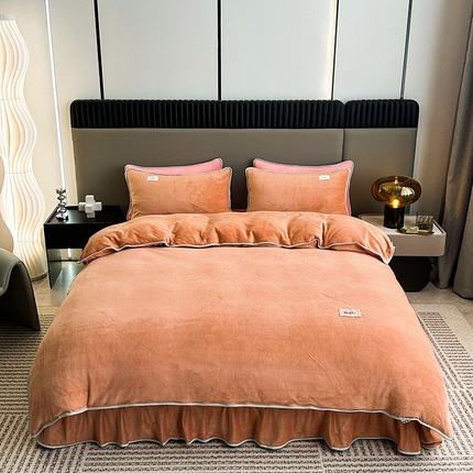 91家纺网 家纺一手货源 找家纺 （总）欧喜璐 2023新款高克重牛奶绒四件套法莱绒金貂绒8.5斤加厚保暖-纯色款