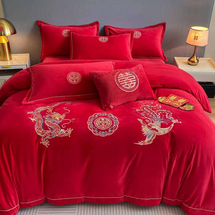 91家纺网 家纺一手货源 找家纺 （总）花愿 2025新款婚庆牛奶绒四件套拍法一