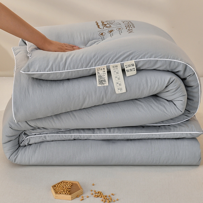 91家纺网 家纺一手货源 找家纺 梦初语 2023新款大豆纤维被子被芯夏季夏凉被全棉春秋冬被加厚空调被双人学生棉被 灰