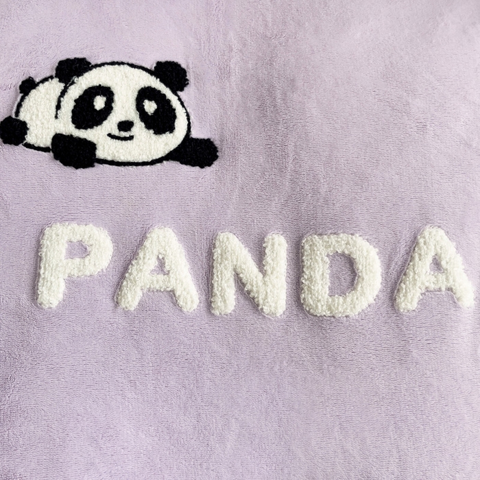 91家纺网 家纺一手货源 找家纺 娜娜 2023新款牛奶绒毛巾绣四件套 熊猫多多系列 熊猫多多-浅紫