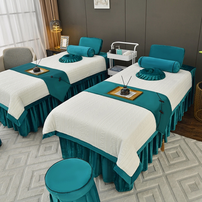 91家纺网 家纺一手货源 找家纺 不打烊家纺  (原春恩家纺) 2023新款水晶绒梦幻花语床罩四件套 梦幻花语-孔雀蓝