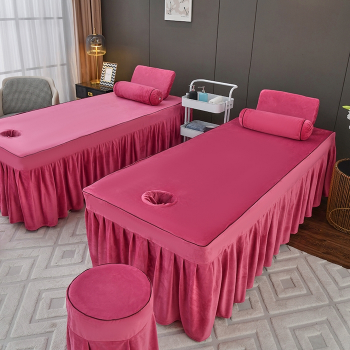 91家纺网 家纺一手货源 找家纺 不打烊家纺  (原春恩家纺) 2023新款水晶绒梦幻花语床罩四件套 梦幻花语-玫红色