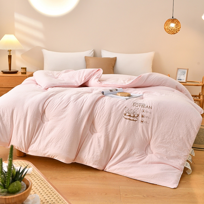 91家纺网 家纺一手货源 找家纺 梦初语 2023新款大豆纤维被子被芯夏季夏凉被全棉春秋冬被加厚空调被双人学生棉被 粉