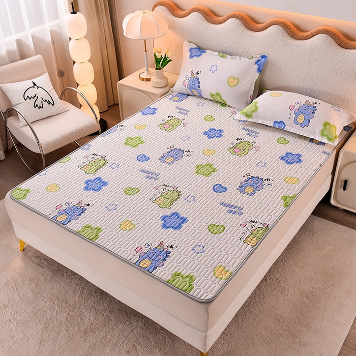 91家纺网 家纺一手货源 找家纺 床笠人家 2025新款A棉B绒-双面防水护理垫大床款 恐龙告白