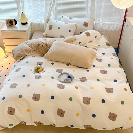 91家纺网 家纺一手货源 找家纺 （总）昔可家纺 2023新款高克重印花牛奶绒卡通系列四件套