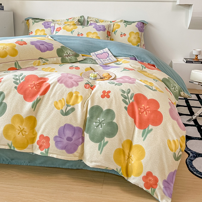 91家纺网 家纺一手货源 找家纺 凡客家居 2023新款全棉磨毛四件套 莱茵春色