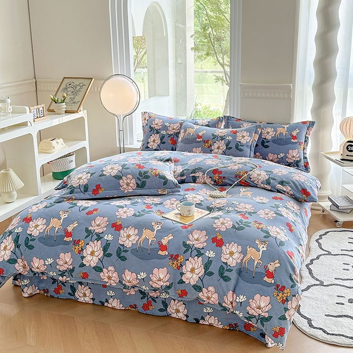 91家纺网 家纺一手货源 找家纺 2024秋冬新款牛奶绒单被套 海伦娜