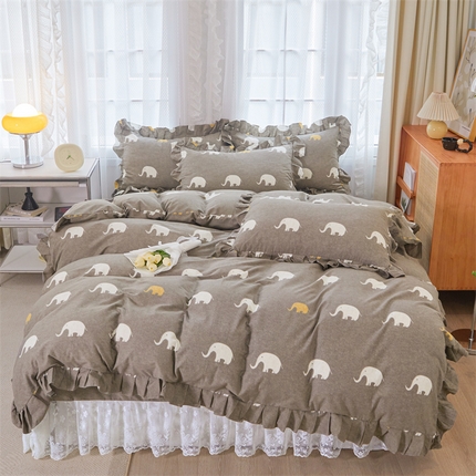 91家纺网 家纺一手货源 找家纺 （总）宜凡家纺 2023新款全棉加厚磨毛印花床盖四件套