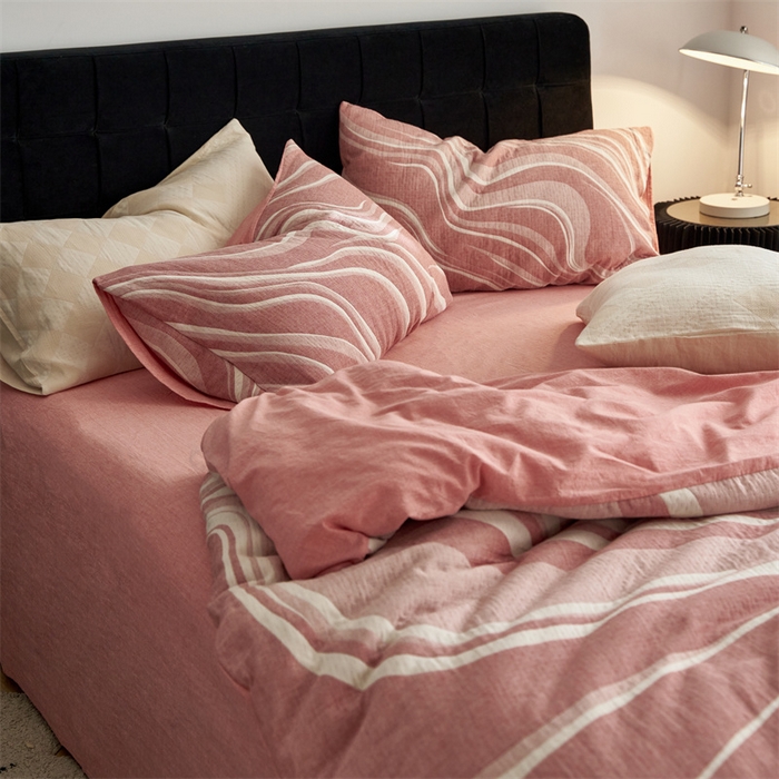 91家纺网 家纺一手货源 找家纺 安莱生活 2023新款A类空气层双层纱大提花青空如璃系列 青空如璃-嫩橘