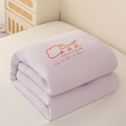 91家纺网 家纺一手货源 找家纺 薇玛仕 2023新款A类云朵绒恒温大豆被春秋被加厚冬被 云朵绒-紫