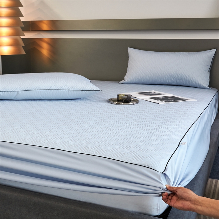 91家纺网 家纺一手货源 找家纺 八十八家纺2023新款大豆纤维夹棉床笠  婴儿蓝