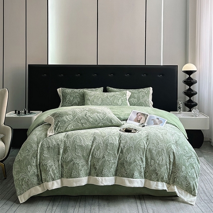 91家纺网 家纺一手货源 找家纺 （总）宅家居 2023新款高奢加厚A类高克重浮雕花绒剪花烂花牛奶绒四件套