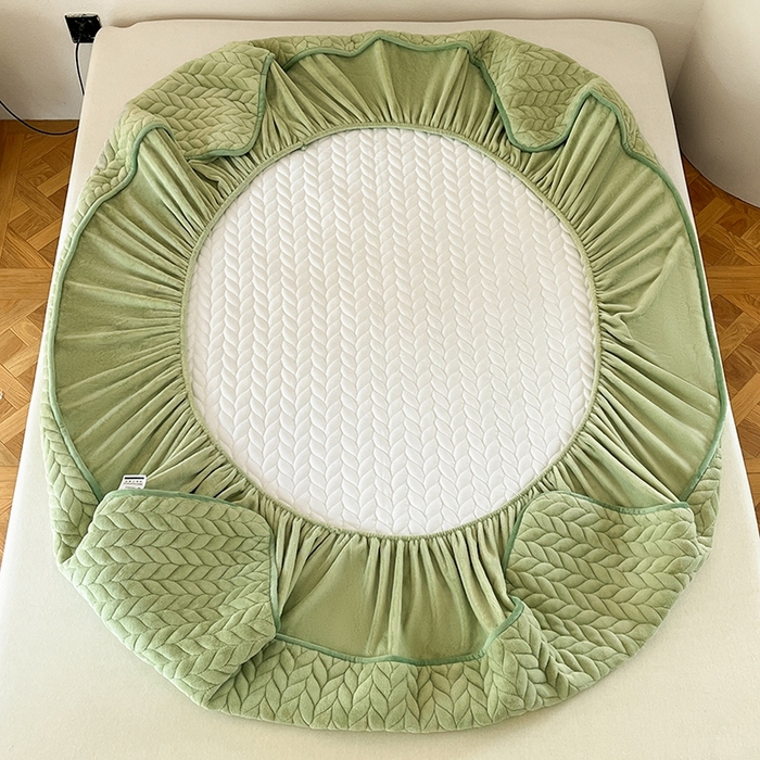 91家纺网 家纺一手货源 找家纺 欧邦 新款轻奢牛奶绒刺绣四件套 芥末绿