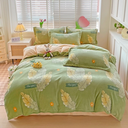 91家纺网 家纺一手货源 找家纺 （总）丽涵家纺 2023秋冬新品小清新消光臻棉绒保暖四件套牛奶绒三件套