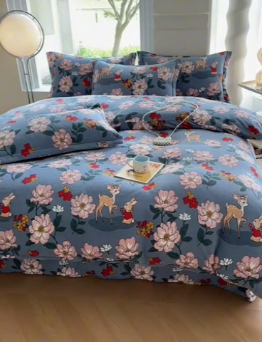 91家纺网 家纺一手货源 找家纺 2024秋冬新款牛奶绒单被套 海伦娜