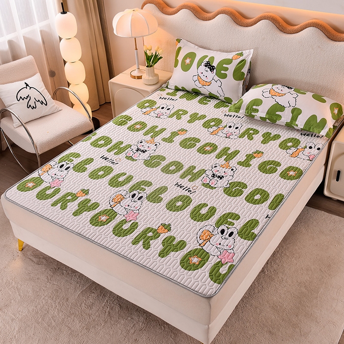 91家纺网 家纺一手货源 找家纺 床笠人家 2025新款A棉B绒-双面防水护理垫大床款 莉莉兔