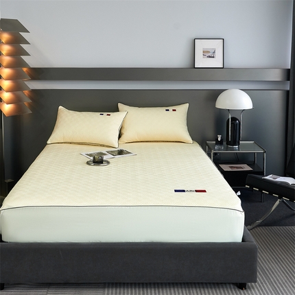 八十八家纺2023新款大豆纤维夹棉床笠  梦幻巴黎-奶昔白