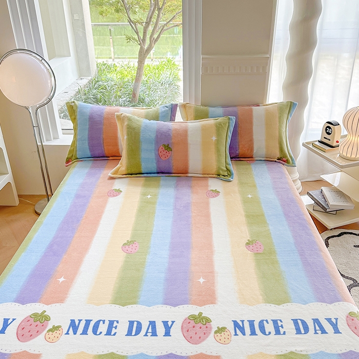 91家纺网 家纺一手货源 找家纺 2024秋冬新款牛奶绒单被套 彩虹甜心