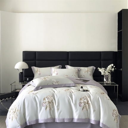 91家纺网 家纺一手货源 找家纺 时亿家居 2023新款金太阳天丝棉磨毛四件套 繁华 绿