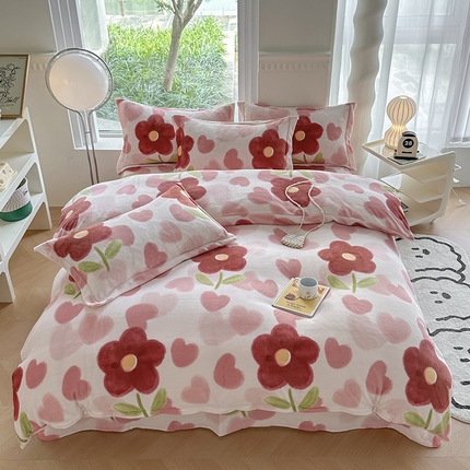 2024秋冬新款牛奶绒单被套 浅浅花香