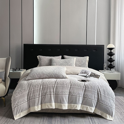 91家纺网 家纺一手货源 找家纺 （总）宅家居 2023新款高奢加厚A类高克重浮雕花绒剪花烂花牛奶绒四件套