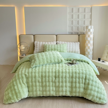 91家纺网 家纺一手货源 找家纺 汇总康纳利新款纯色兔兔绒懒兔绒立体剪花牛奶绒兔毛绒四件套直播提供买家秀