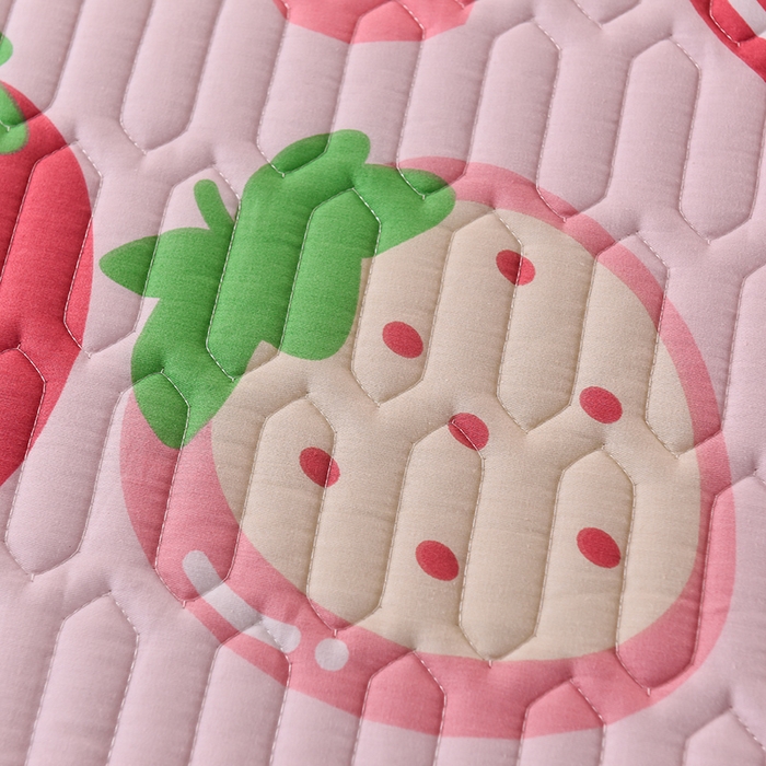 91家纺网 家纺一手货源 找家纺 床笠人家 2025新款A棉B绒-双面防水护理垫大床款 幸运草莓