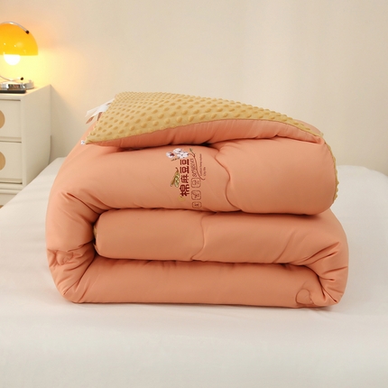 薇玛仕 2023新款A类水洗棉麻豆豆被春秋被加厚冬被 棉麻豆豆-桔色